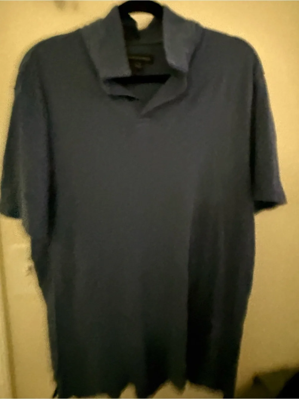 Banana Republic Men's Navy Blue Polo with Fold-Over Collar